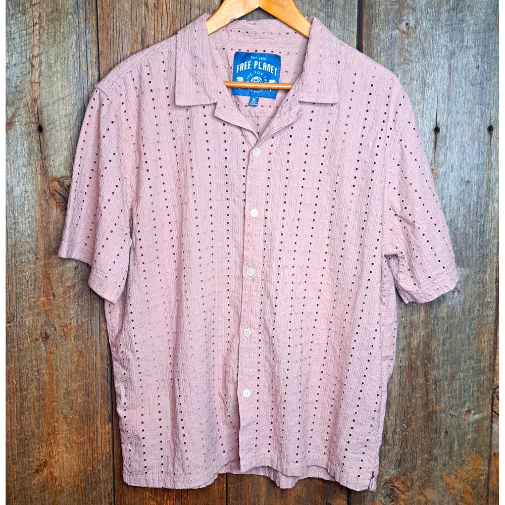 Cabanacore Resortwear Free Planet XL Dusty Mauve Short Sleeve Button-Up Shirt